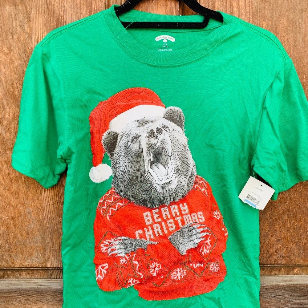 BEARY CHRISTMAS Holiday Time T-Shirt Kid's L/G (10